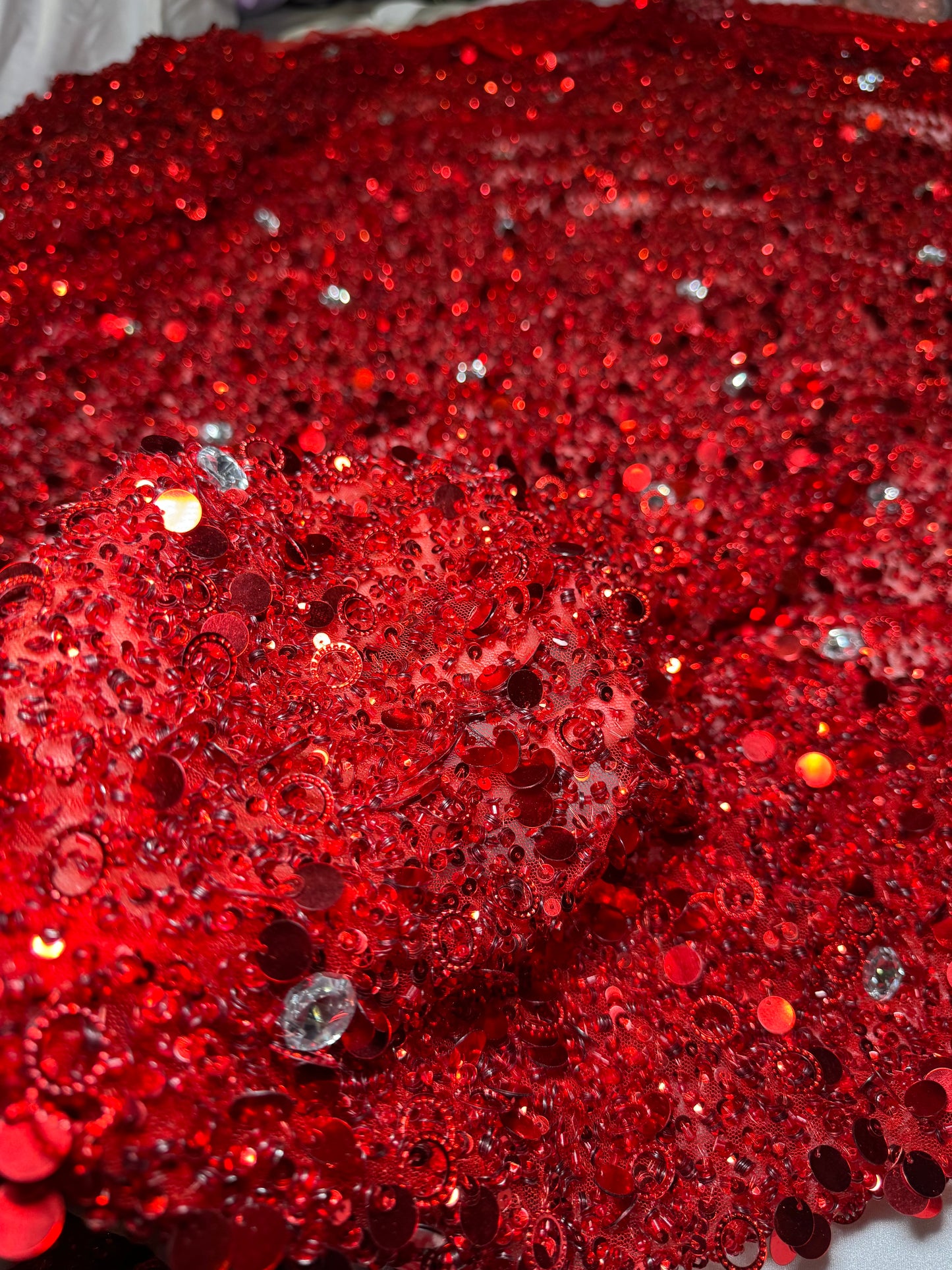 Red Ruby Crystal Sequins Corset Dress