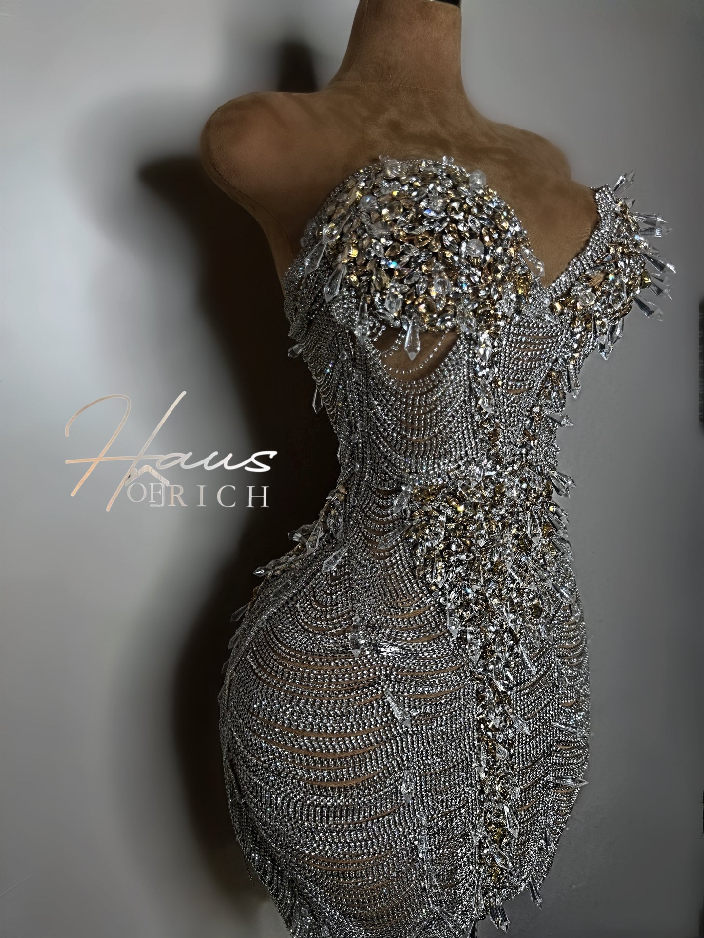 Diamond Chain Couture Mini Dress