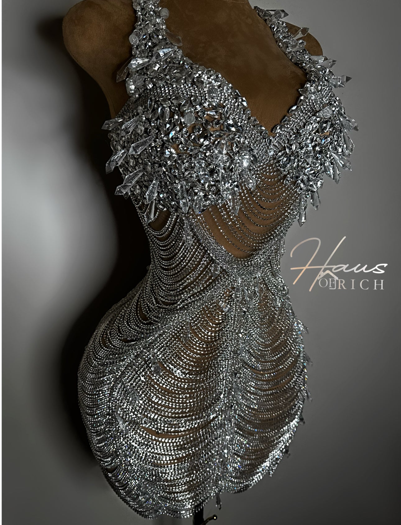 Diamond Chain Couture Mini Dress