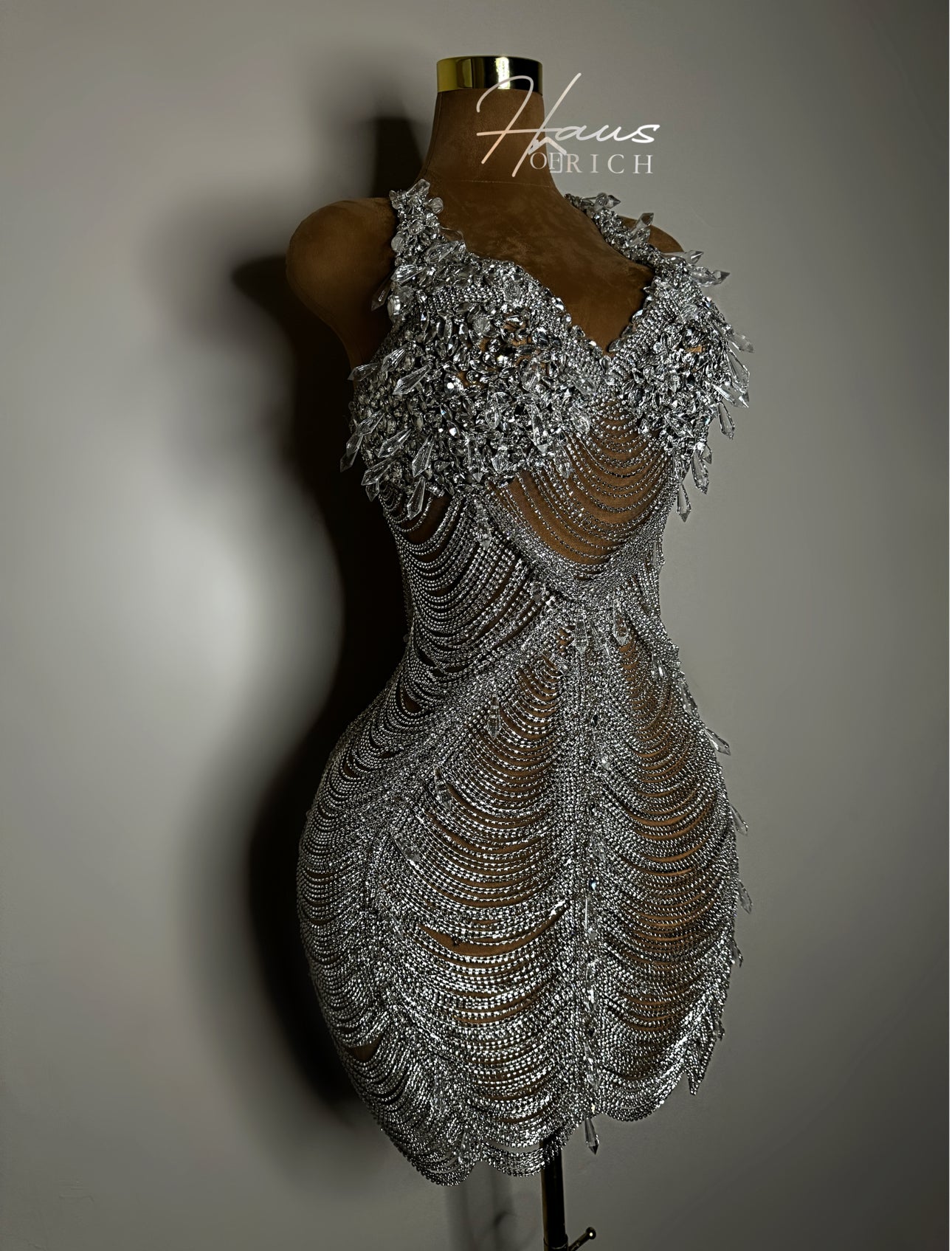 Diamond Chain Couture Mini Dress