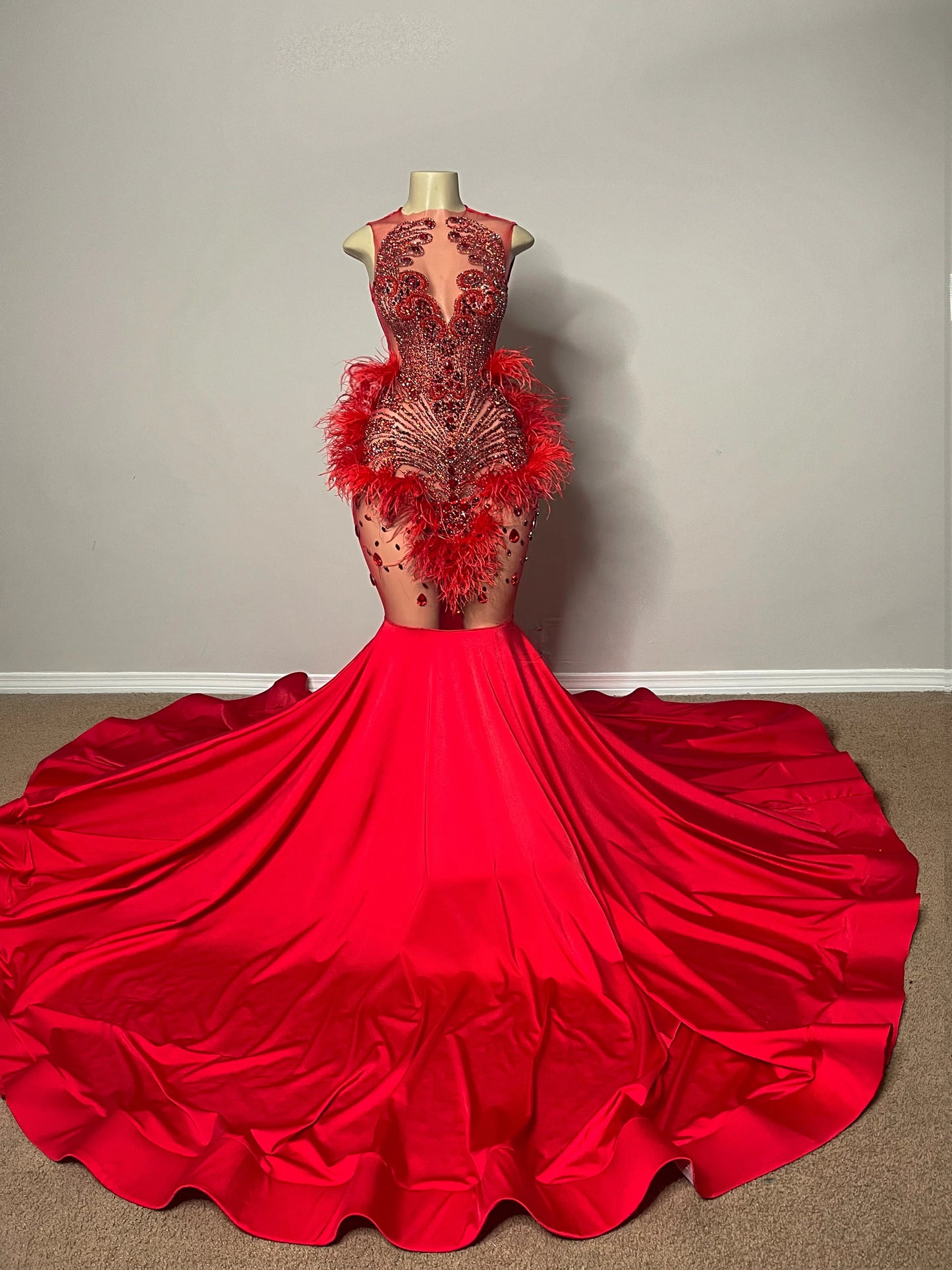 Material Girl Gown (Mermaid Style) - Feathers