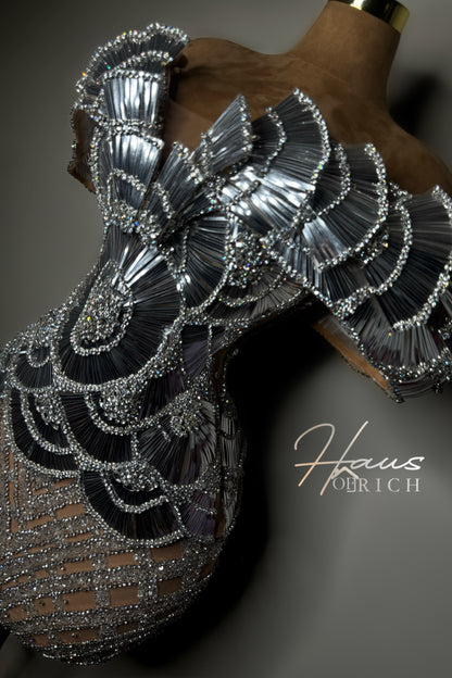 Chrome Petal Rhinestone Corset