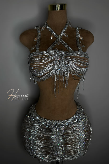 Diamond Baddie Set - Skirt & Bralette